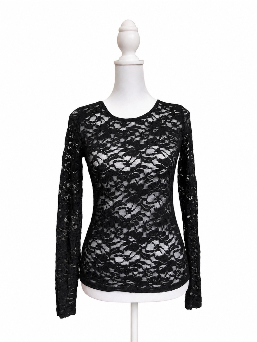 Anthropologie Black Floral Lace Sheer Top XS Coquette Fairy Goth Y2K